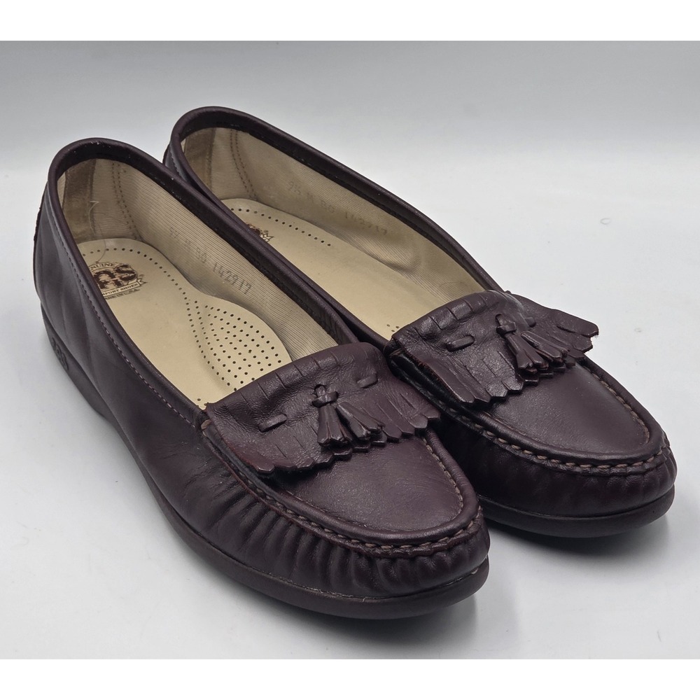 SAS Softie Comfort Shoes Loafers Kiltie Tassel Flats Brown Leather Womens 9.5M